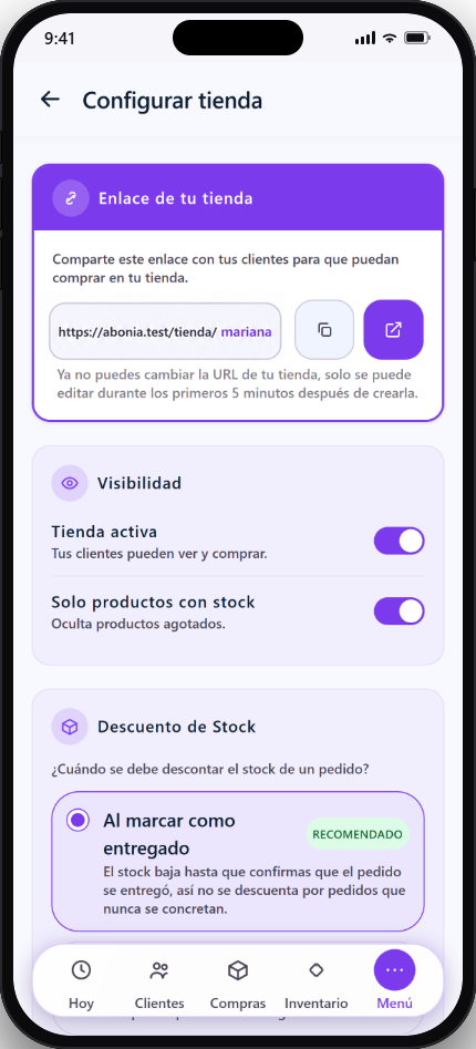 Tienda de Abonia en el celular